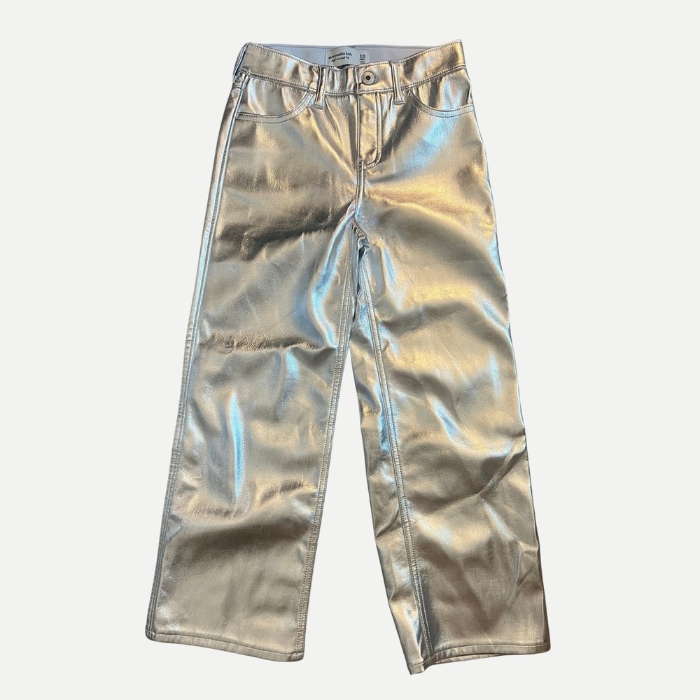 Abercrombie Kids‎ Silver Metallic High Rise Wide Leg Pants Size 9/10 Girls